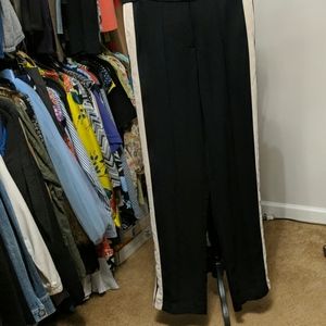 Black w/white & black side striped pants